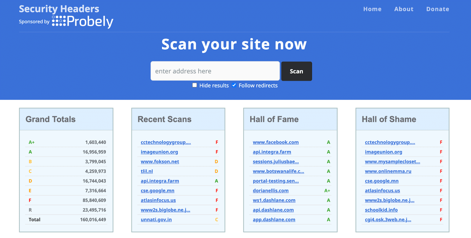 使用Security Headers扫描您的站点