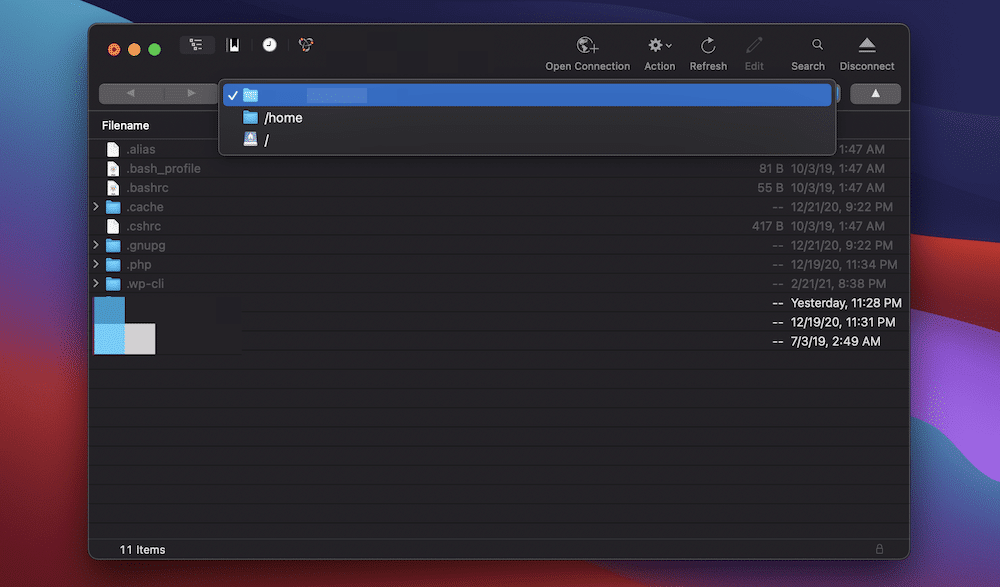 导航到Cyber​​duck中的服务器根目录