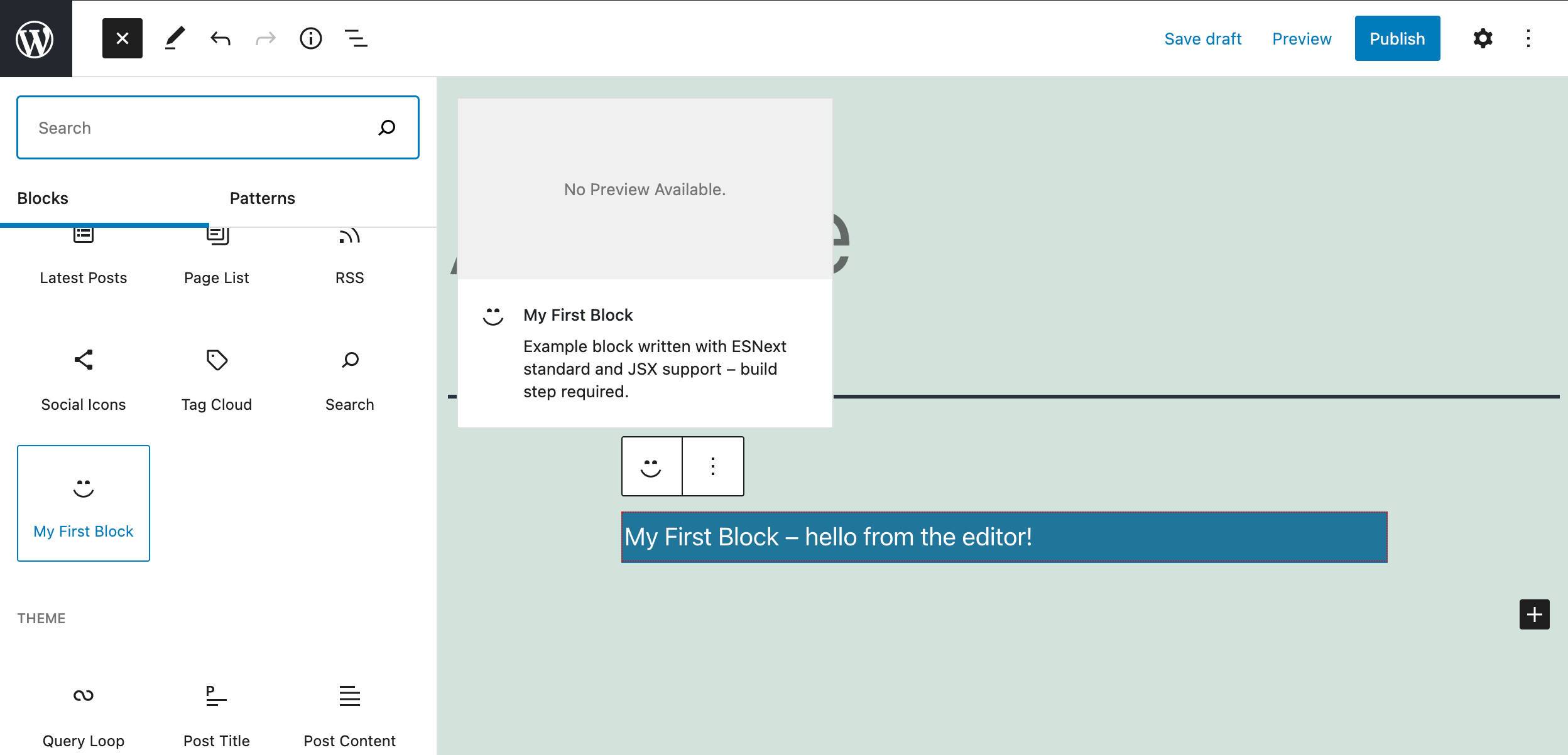 使用@wordpress/create-block创建的示例区块