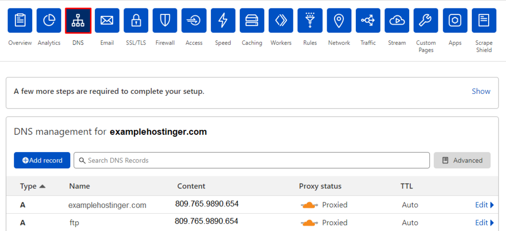 Cloudflare DNS设置