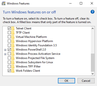打开或关闭Windows功能
