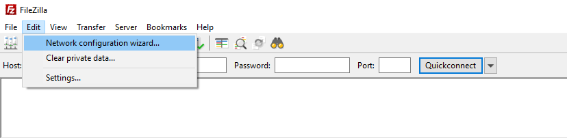 FileZilla的网络配置向导