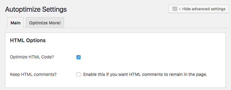 Autoptimize-HTML优化选项 Autoptimize-HTML优化选项