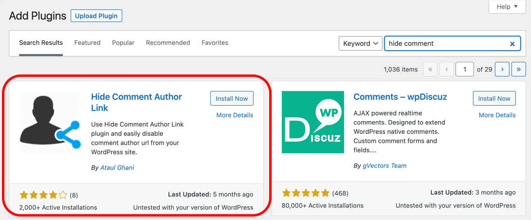 安装Hide Comment Author Link插件