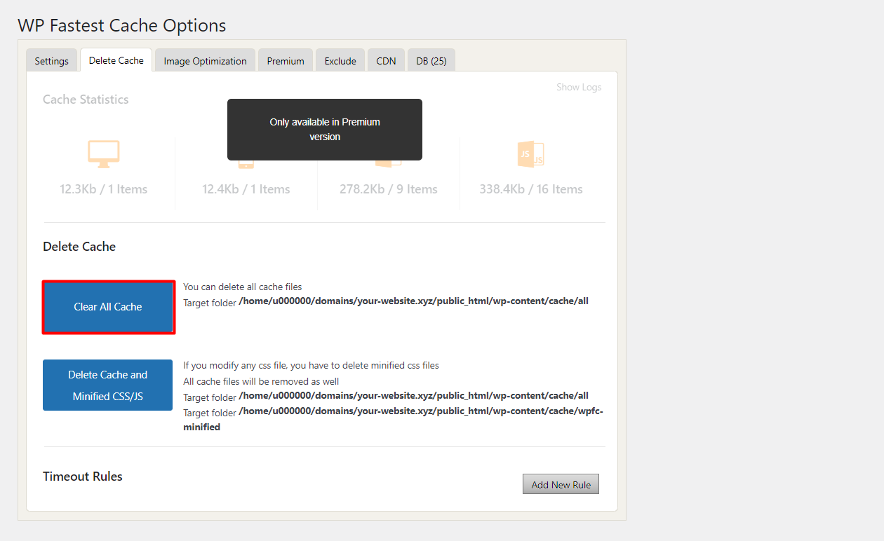 手动清除WordPress网站缓存