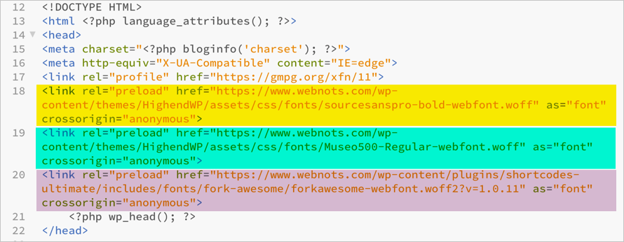 在header文件中添加预加载参数