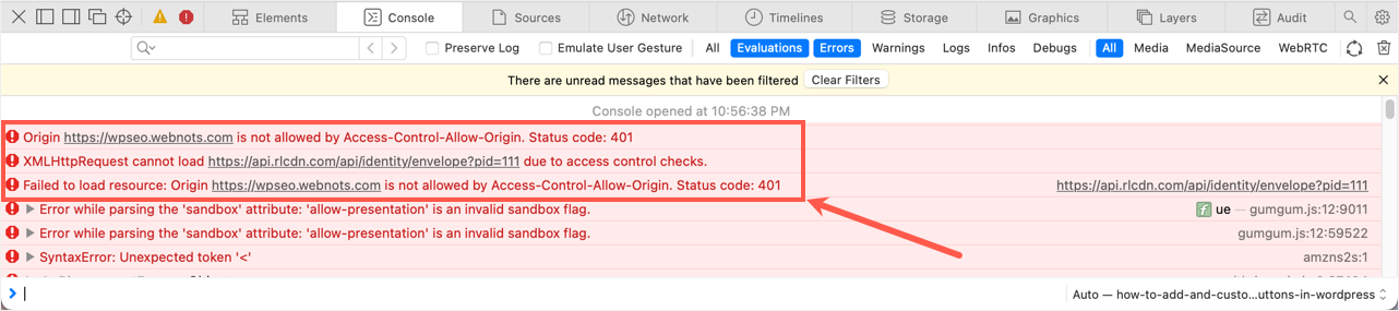 Safari浏览器中的CORS错误