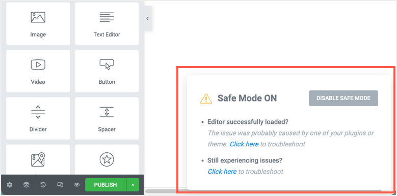 Elementor Editor以安全模式打开