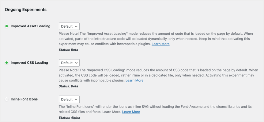 Elementor正在进行的实验