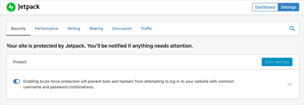 在Jetpack中启用蛮力攻击保护
