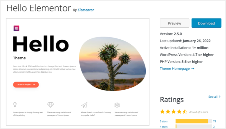 免费Hello Elementor主题