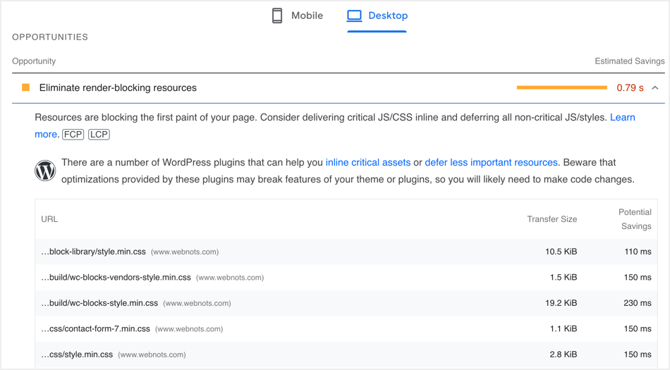 由于未使用的CSS导致的渲染阻塞问题