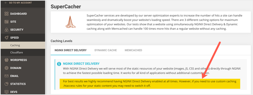 SiteGround中的静态缓存