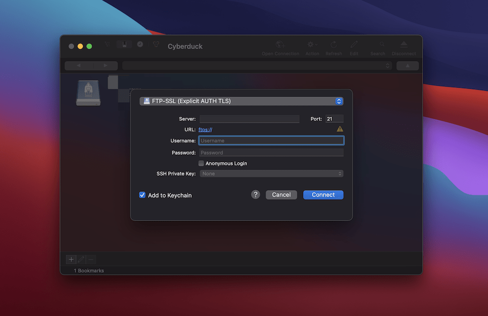 cyberduck登录界面