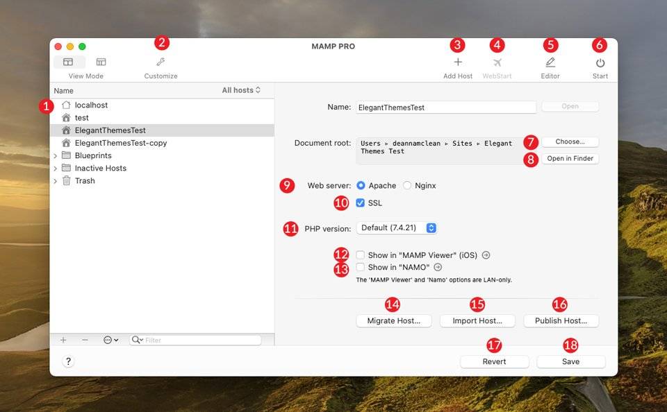 MAMP Pro基础视图