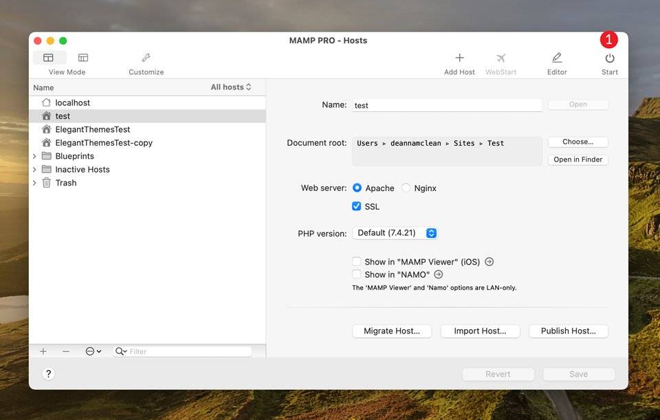 启动MAMP Pro服务器