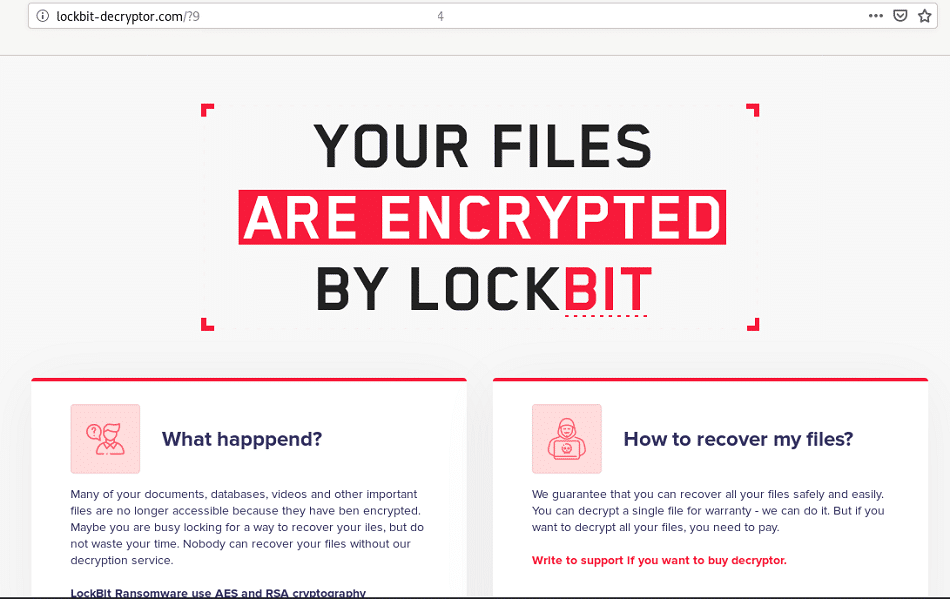 LockBit的支持页面