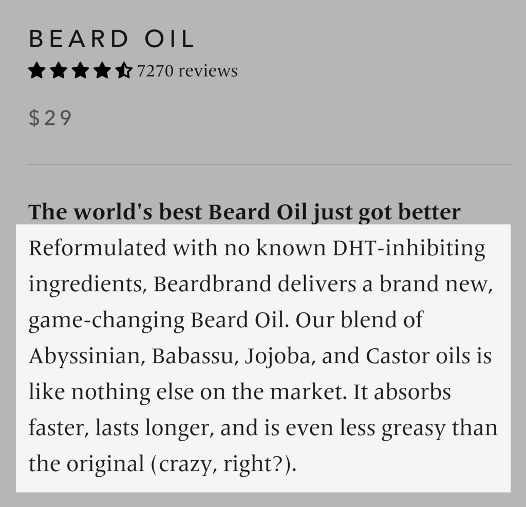 beardbrand beard润滑油产品页面描述