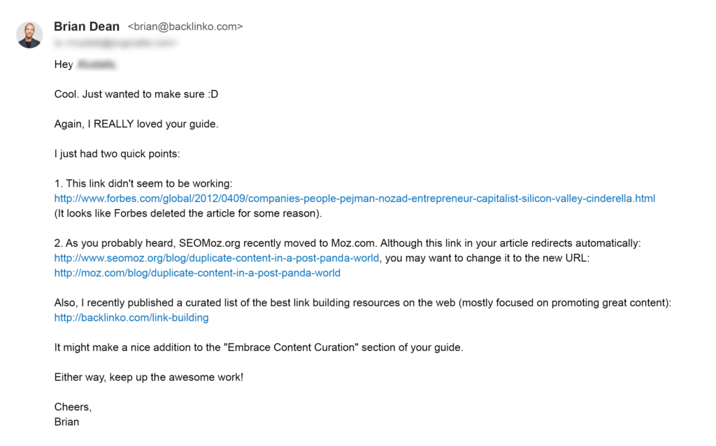 死链接提醒电子邮件