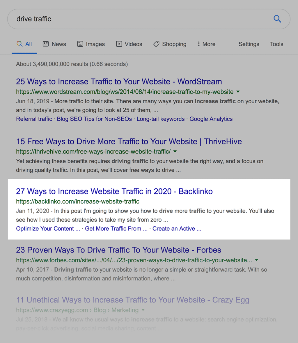 网站流量文章谷歌搜索结果
