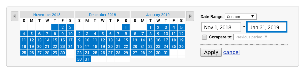 google analytics设置时间范围