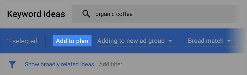 添加关键词至计划