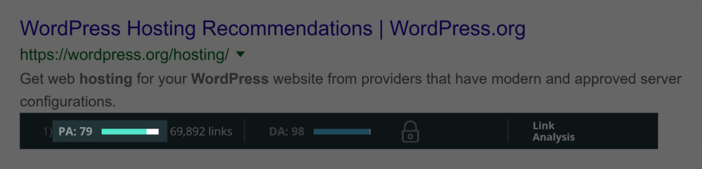 带moz PA检测的谷歌搜索结果