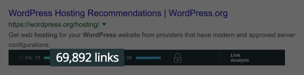 带反向链接数量的谷歌搜索引擎结果