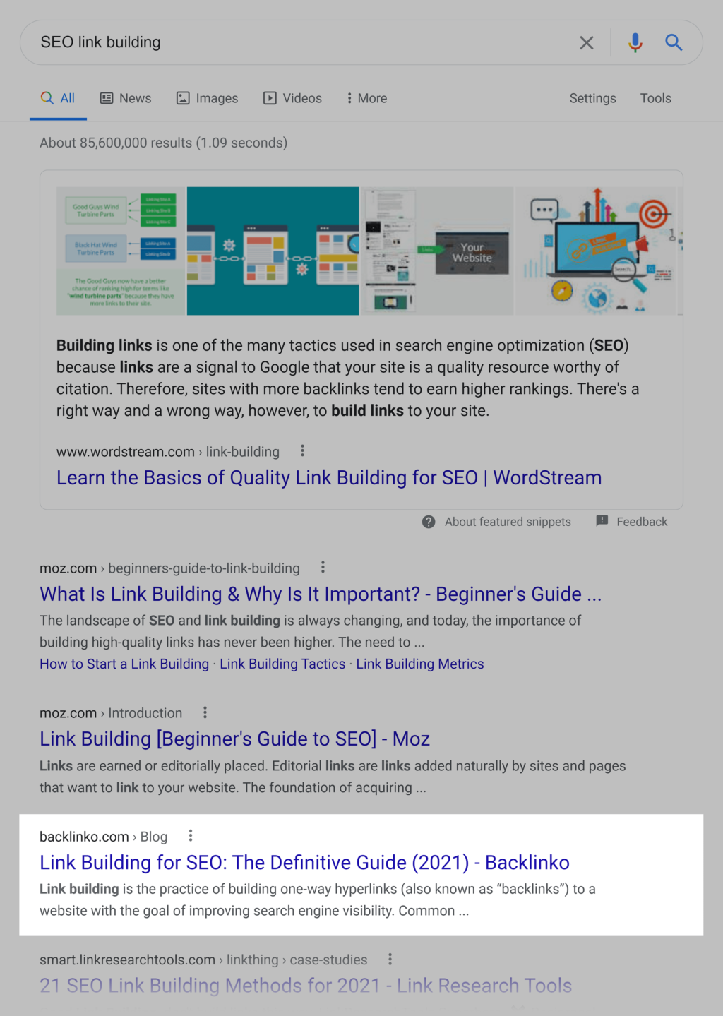 seo link building谷歌搜索结果