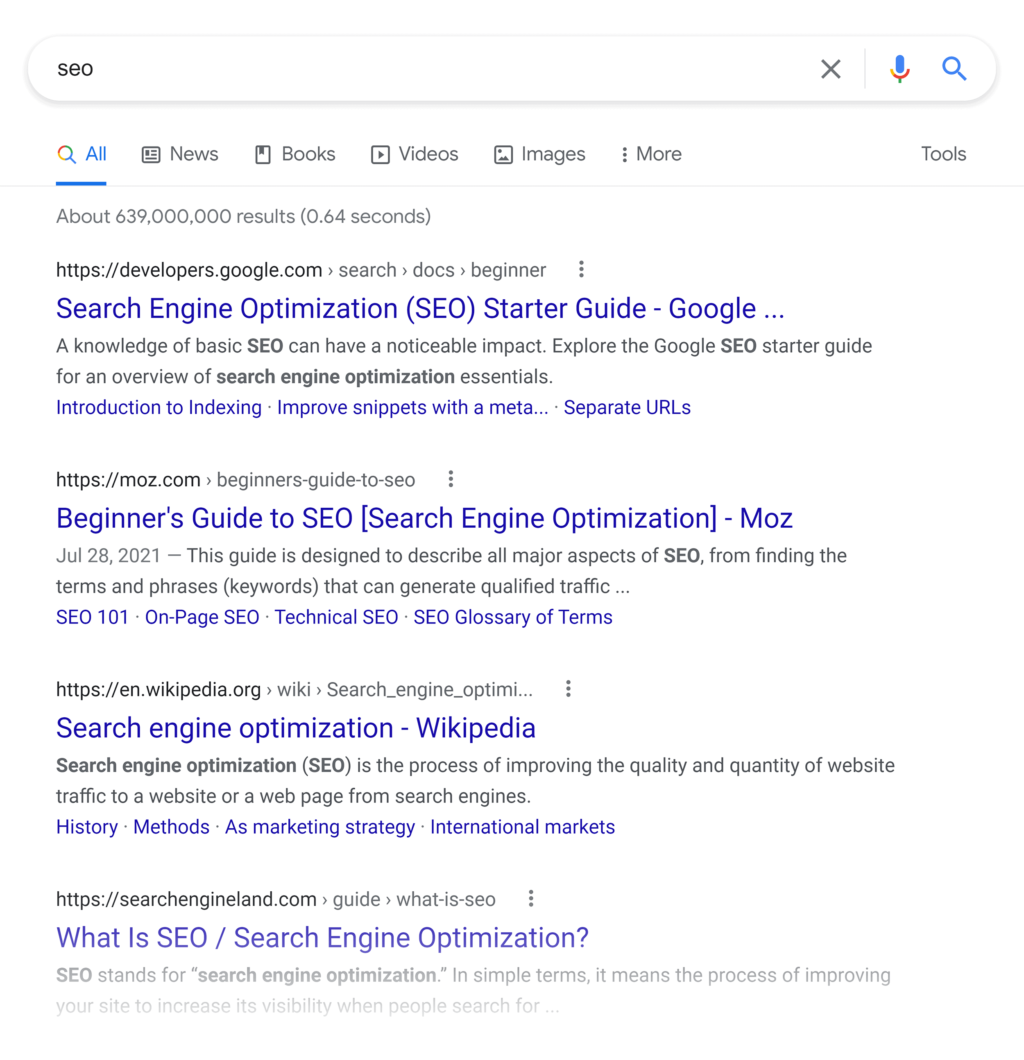 谷歌搜索seo关键词结果