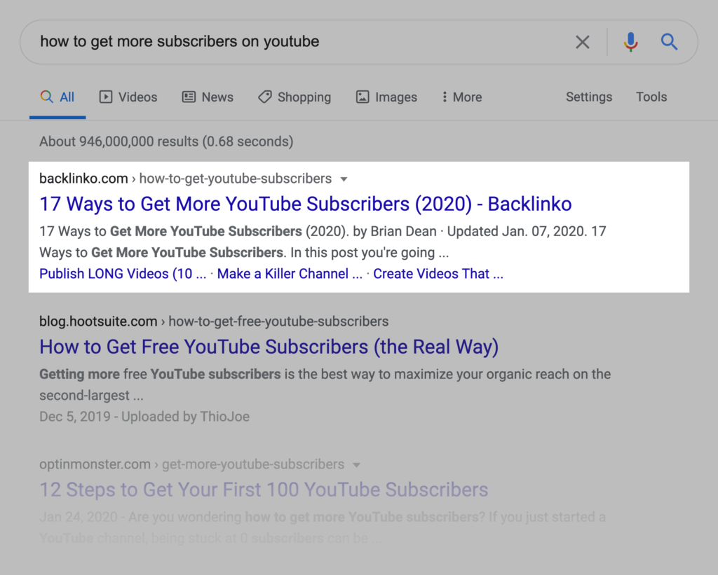 如何在youtube上获得更多订阅用户SERP