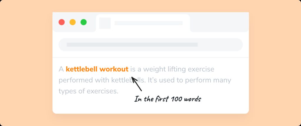 将您的关键字包含在页面的前100字中