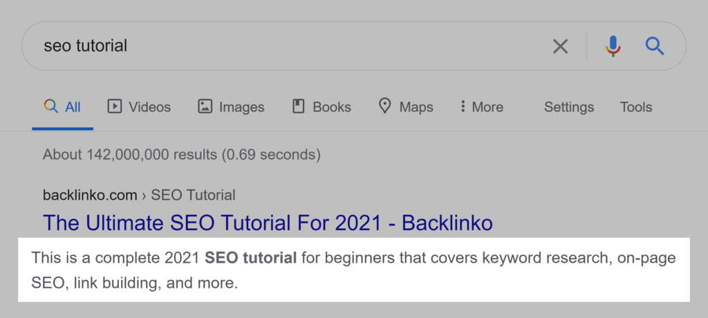 google serp中的元描述