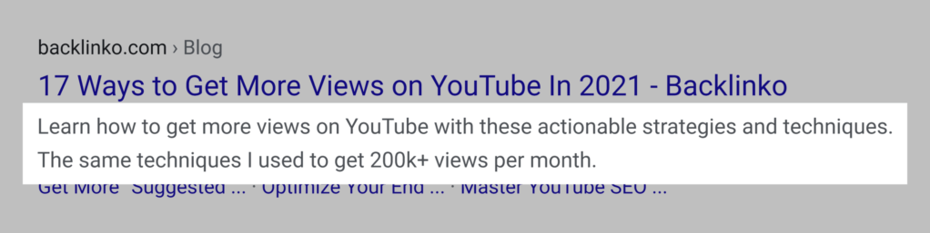 google serp中的元描述