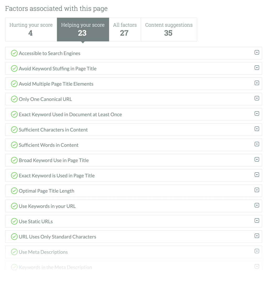 moz页面优化-有利得分项目