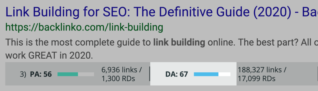 serp中的mozbar域名权重