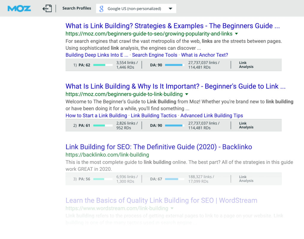 serp中的mozbar关键字竞争