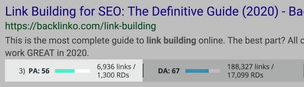 serp中的mozbar页面权重