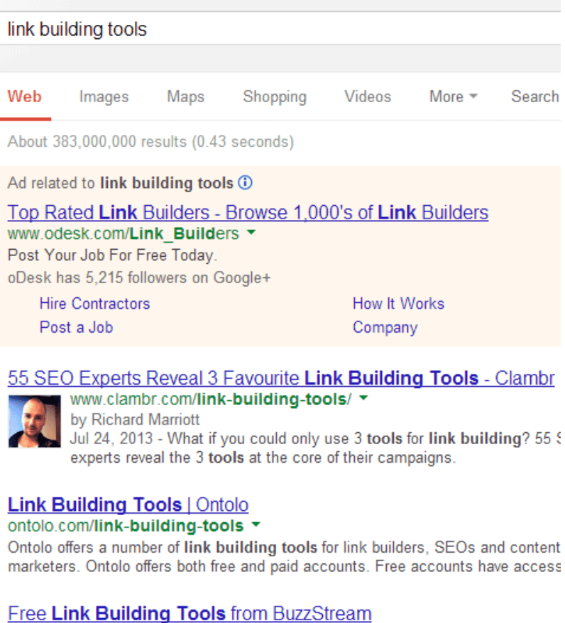 旧谷歌搜索结果