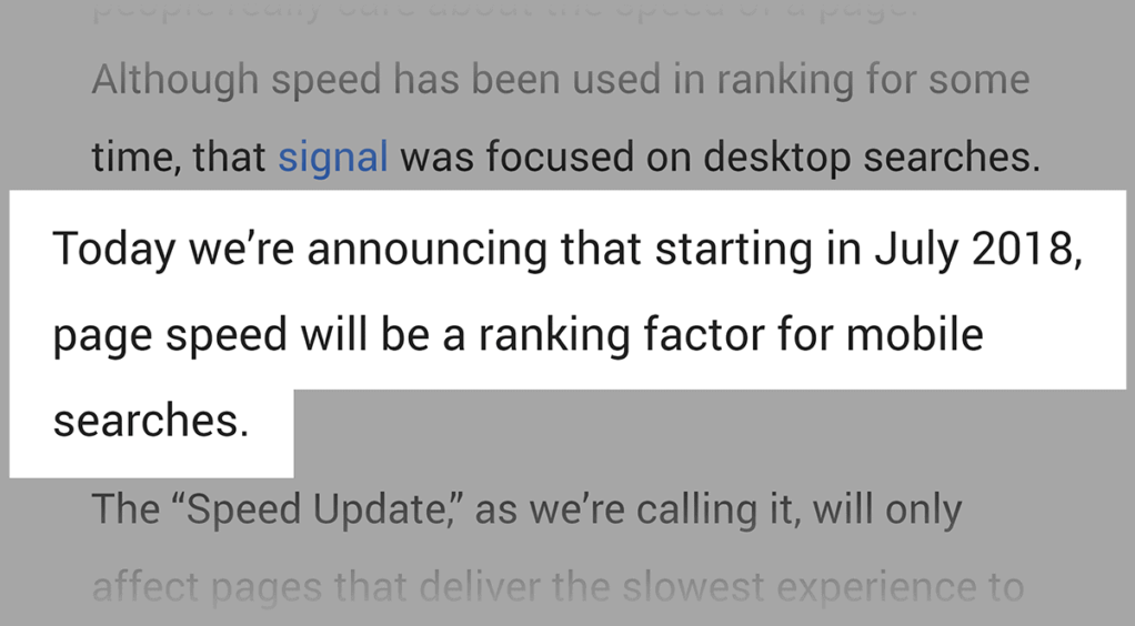 页面速度影响移动搜索排名