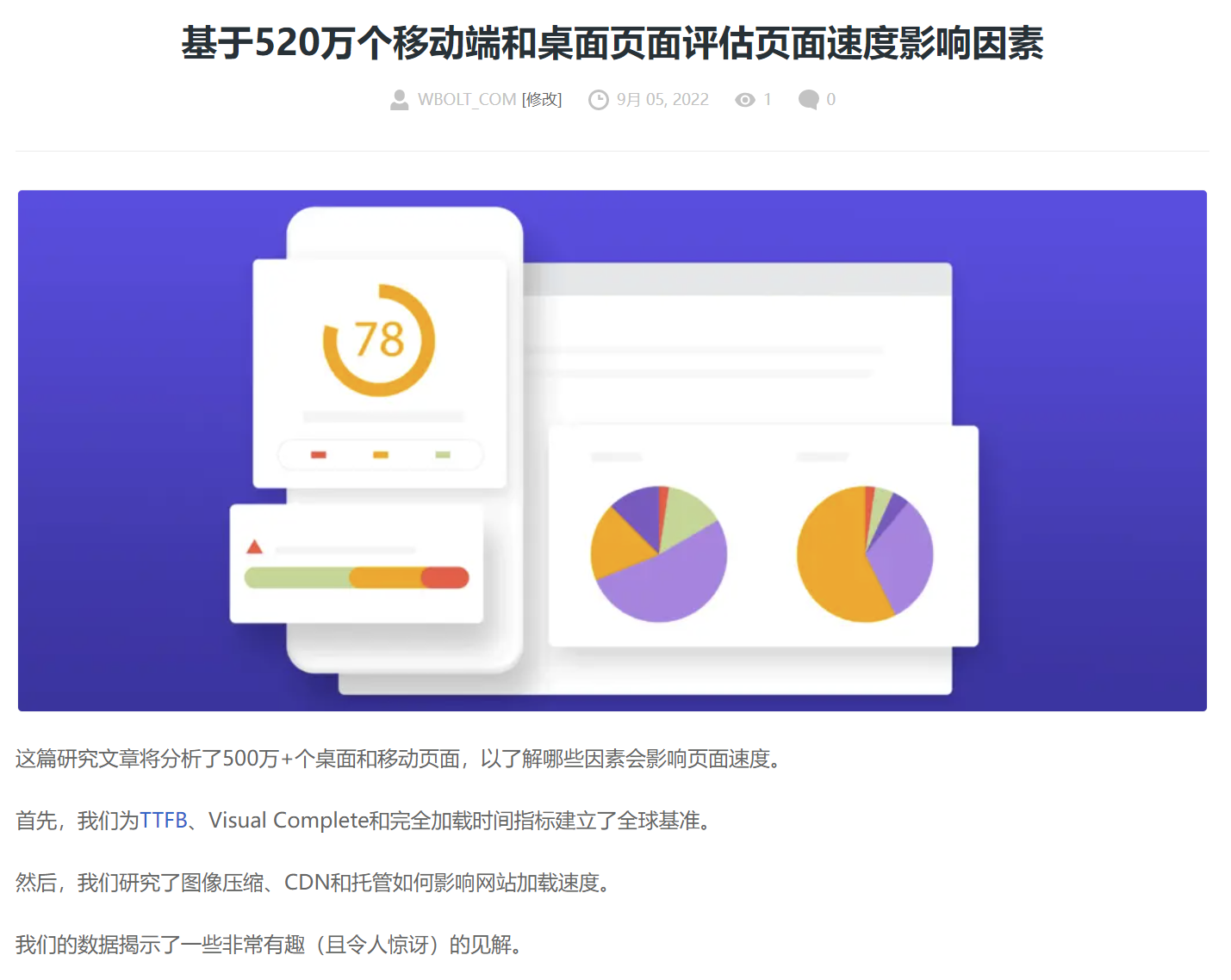 页面速度研究文章截图