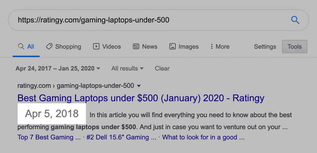 文章收录结果显示日期