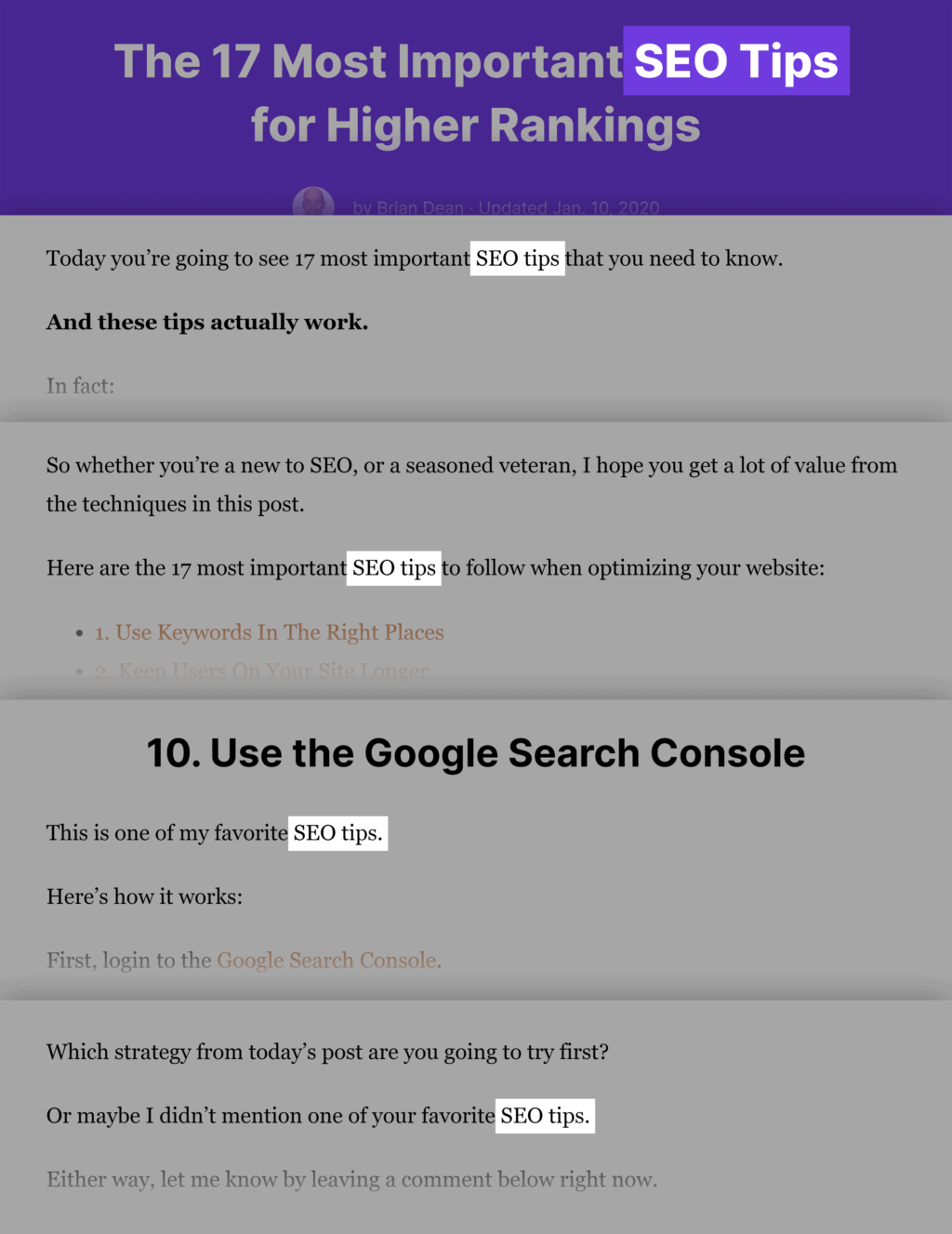 文章中的SEO tips关键词