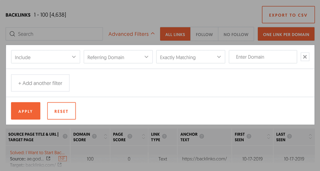 ubersuppose反向链接高级过滤器
