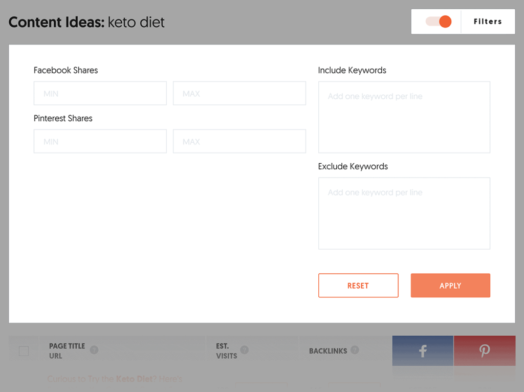 ubersuggest内容创意过滤器
