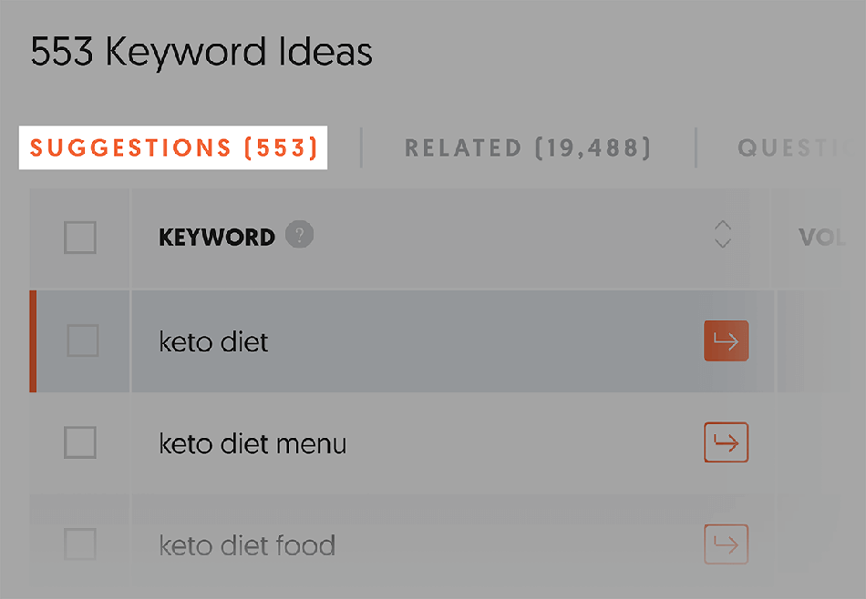 ubersuggest：关键字创意建议