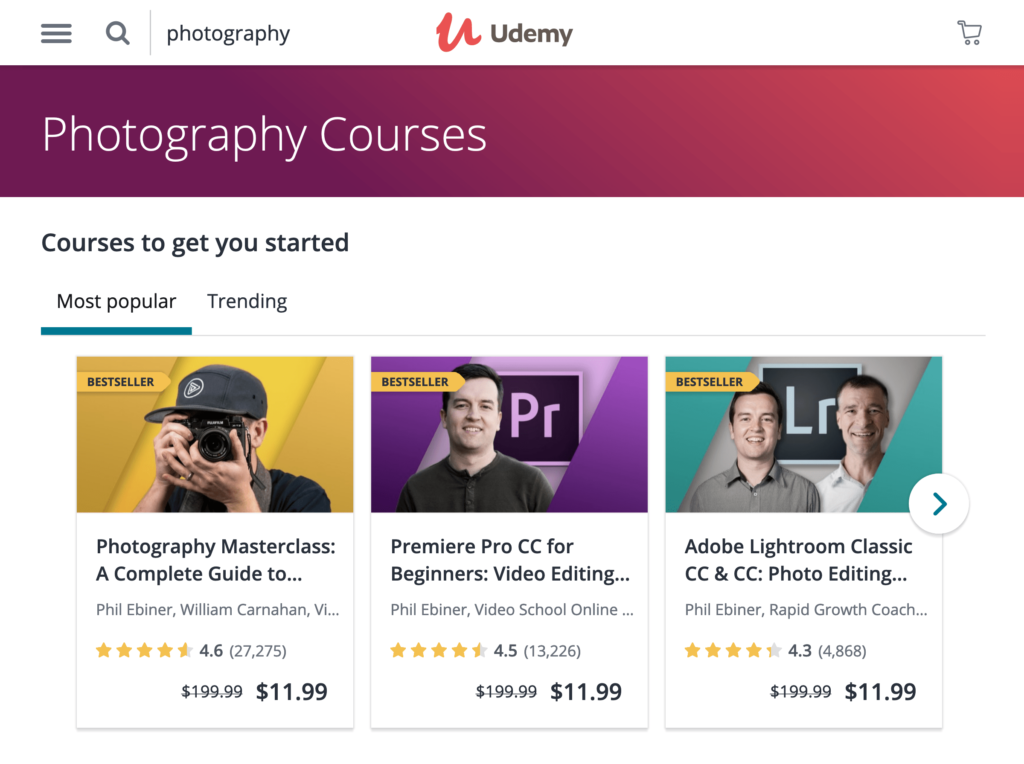 udemy摄影类别