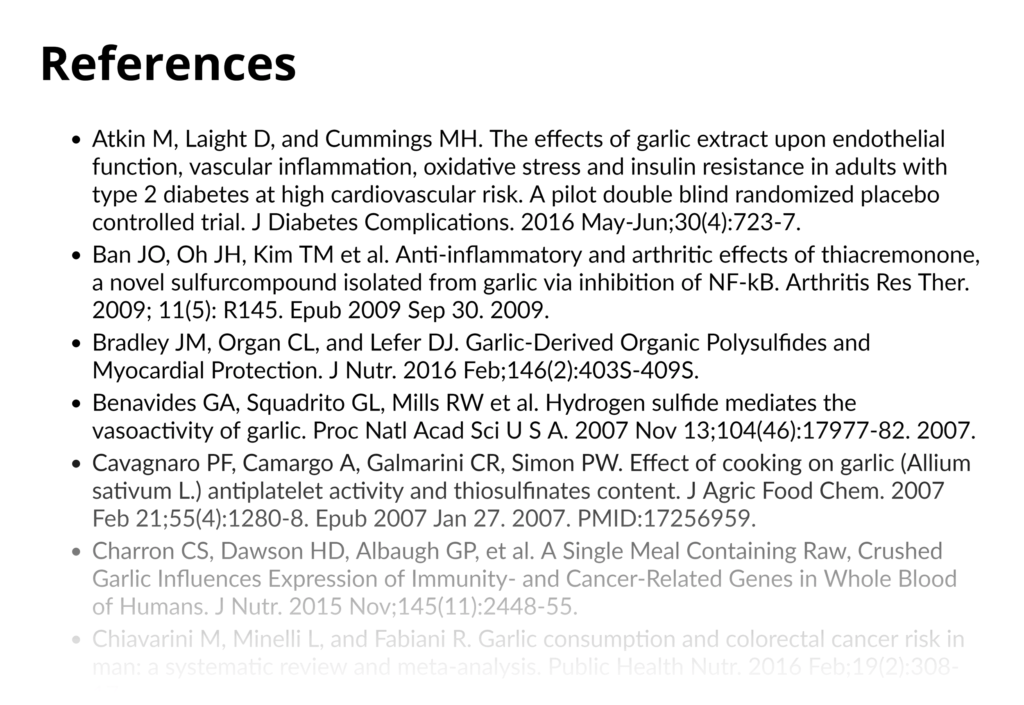 whfoods关于garlic参考文献