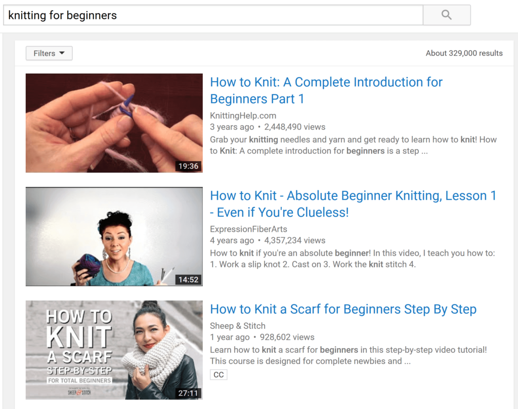 youtube搜索结果截图