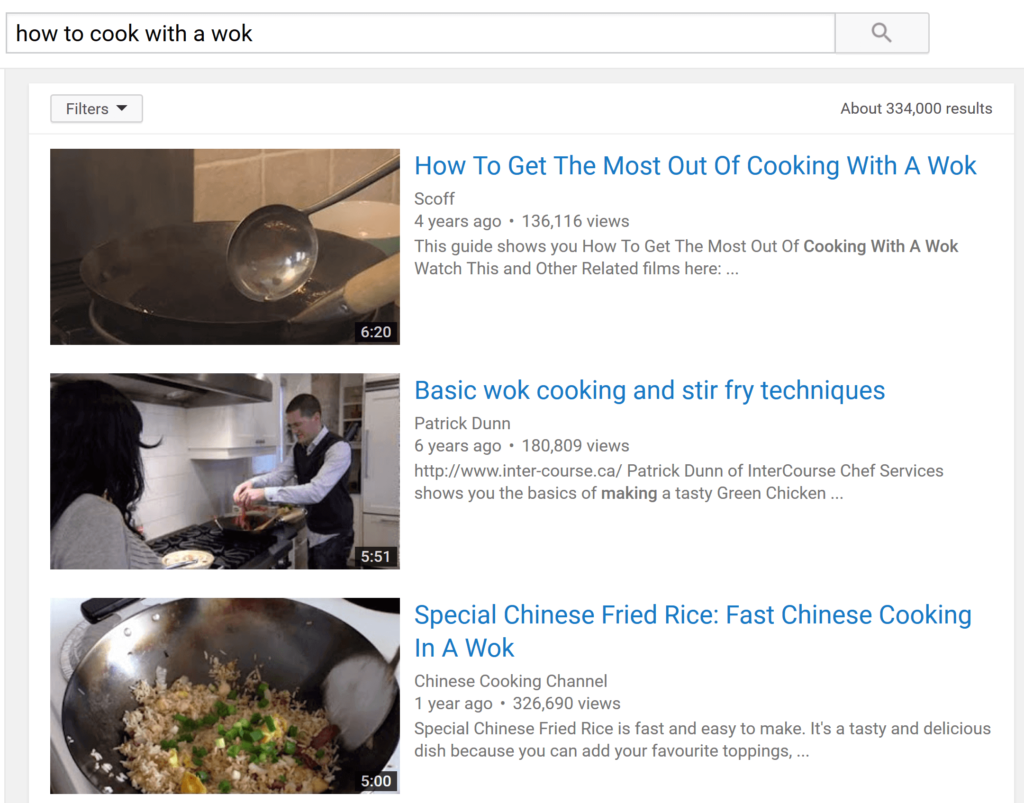 youtube搜索结果示例